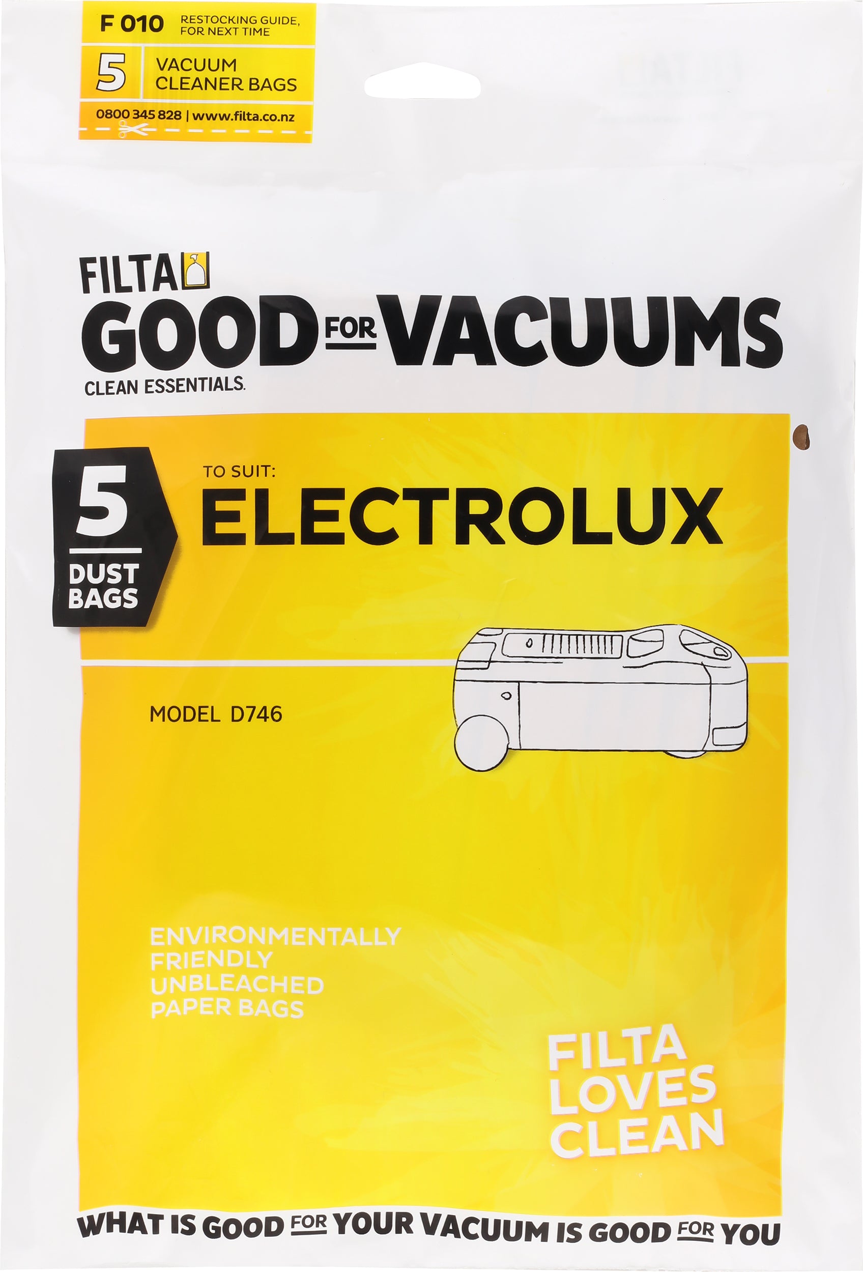 FILTA Electrolux D746 Paper Vacuum Cleaner Bags 5 Pack (F010) - Innoway