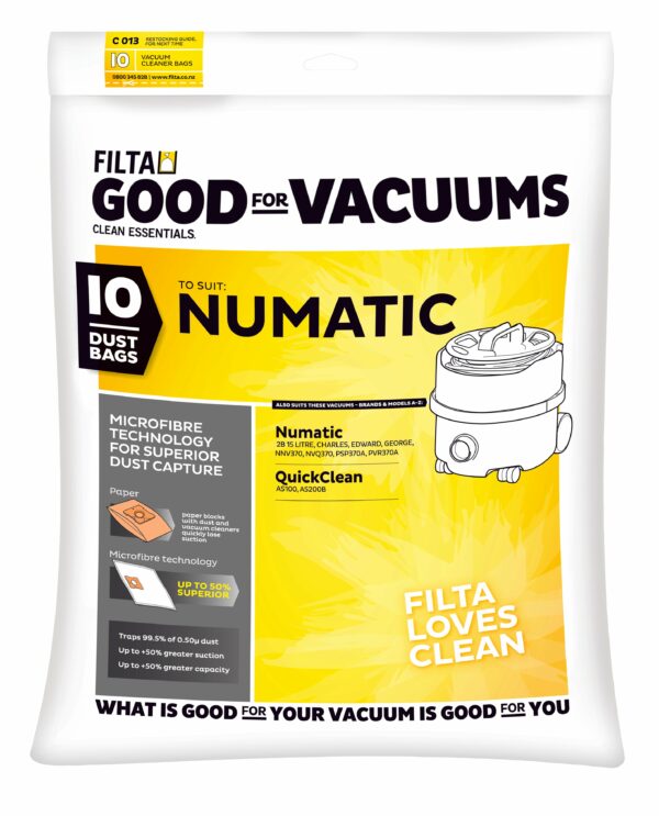 FILTA Numatic 2B Sms Multi Layered Vacuum Cleaner Bags 10 Pack (C013) (20090)