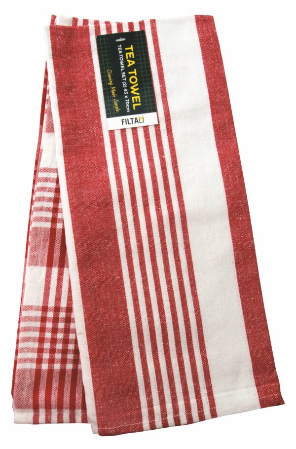 FILTA Cotton Tea Towel Royal Red 2 Pack (45Cm X 70Cm) (31002)