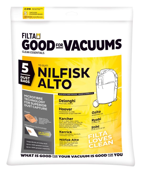 FILTA Wet & Dry 20Lt Sms Multi Layered Vacuum Cleaner Bags 5 Pack (C019) (20030)