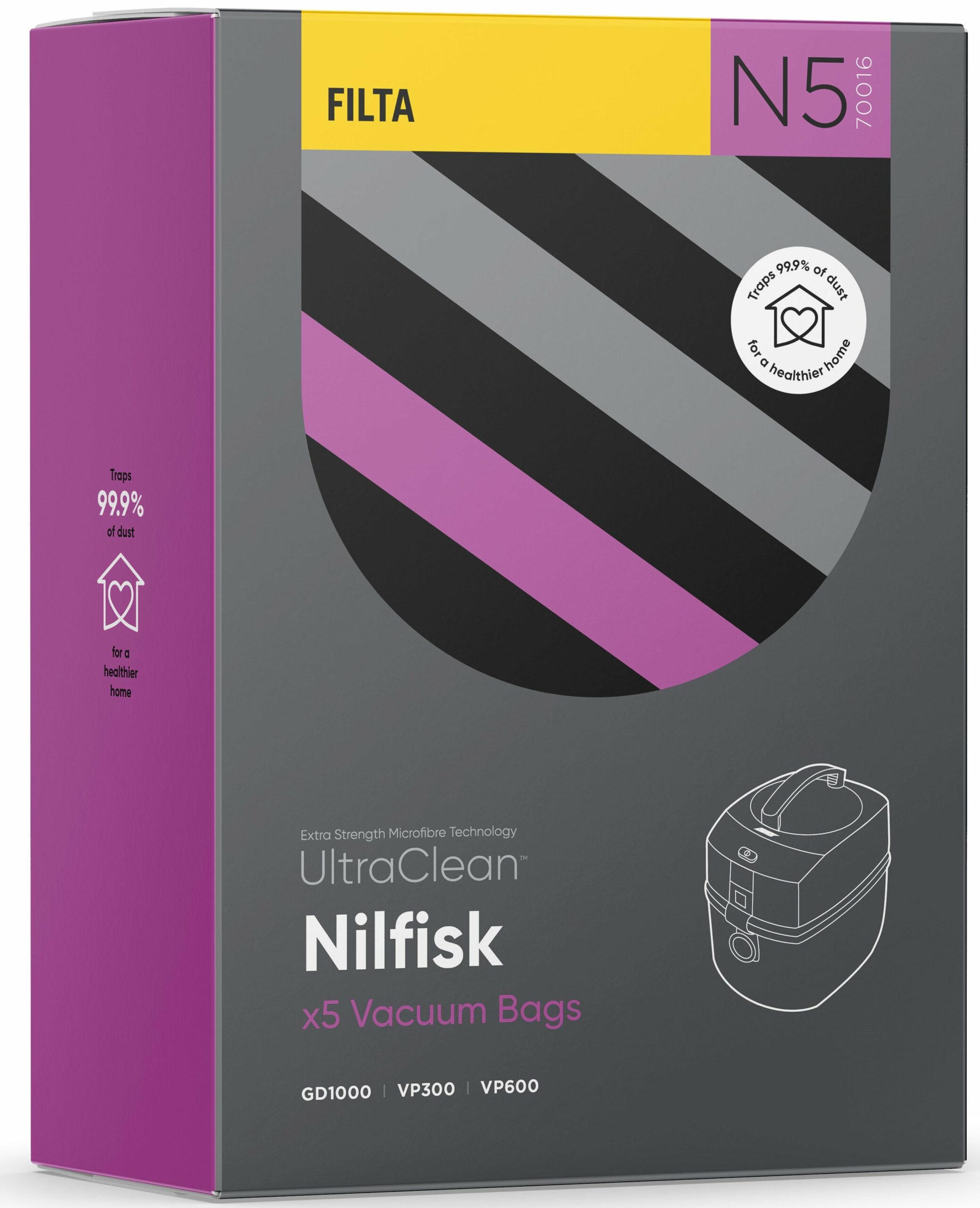 Originele Nilfisk GD1000 Serie Stofzuigerzakken - Dubbele Filter Tassen Pack Van 5