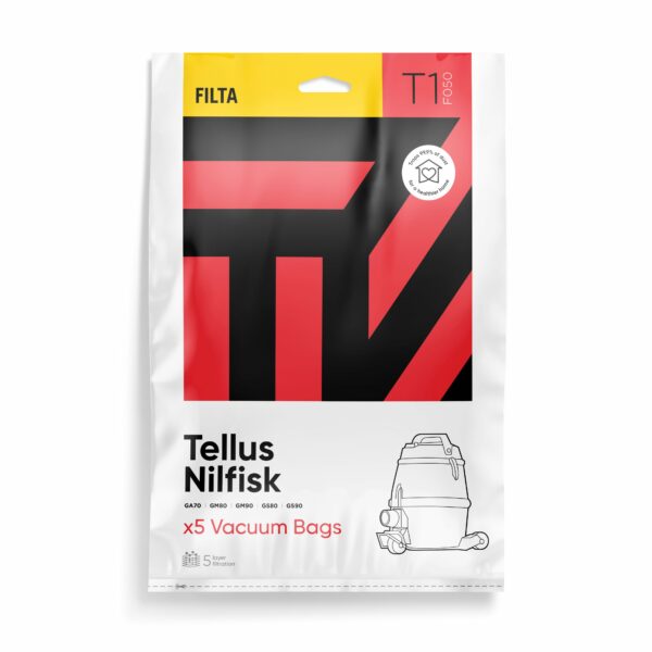 Filta T1 – FILTA Tellus Gm80, Gm90 Sms Multi Layered Vacuum Cleaner Bags 5 Pack (F050) (50011)