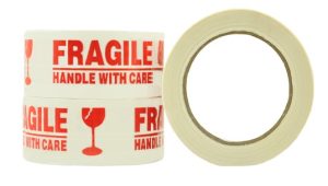 Matthews Packaging & Hygiene Message Tape Fragile (White / Red) (MPH13171)