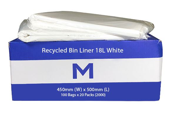 Matthews Packaging & Hygiene FP Recycled Bin Liner 18L (White, 20mu) (MPH2000)