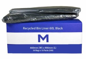 Matthews Packaging & Hygiene FP Recycled Bin Liner 60L (Black, 20mu) (MPH2300)