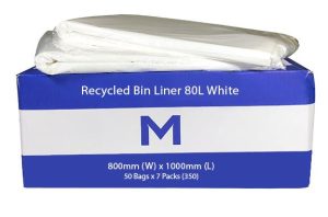 Matthews Packaging & Hygiene FP Recycled Bin Liner 80L (White, 25mu) (MPH2375)
