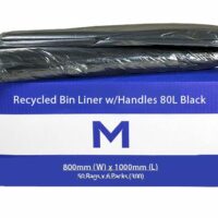 Matthews Packaging & Hygiene FP Recycled Bin Liner w/Handles 80L (Black) (MPH2415)