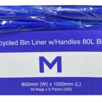 Matthews Packaging & Hygiene FP Recycled Bin Liner w/Handles 80L (Blue) (MPH2418)
