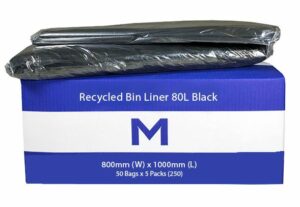 Matthews Packaging & Hygiene FP Recycled Bin Liner 80L (Black, 35mu) (MPH2440)