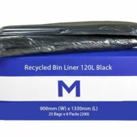 Matthews Packaging & Hygiene FP Recycled Bin Liner 120L (Black, 30mu) (MPH2610)