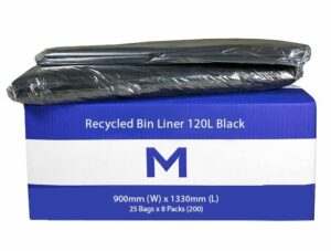 Matthews Packaging & Hygiene FP Recycled Bin Liner 120L (Black, 30mu) (MPH2610)