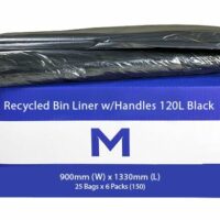Matthews Packaging & Hygiene FP Recycled Bin Liner w/Handles 120L (Black) (MPH2615)