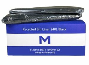 Matthews Packaging & Hygiene FP Recycled Bin Liner 240L (Black, 30mu) (MPH2630)