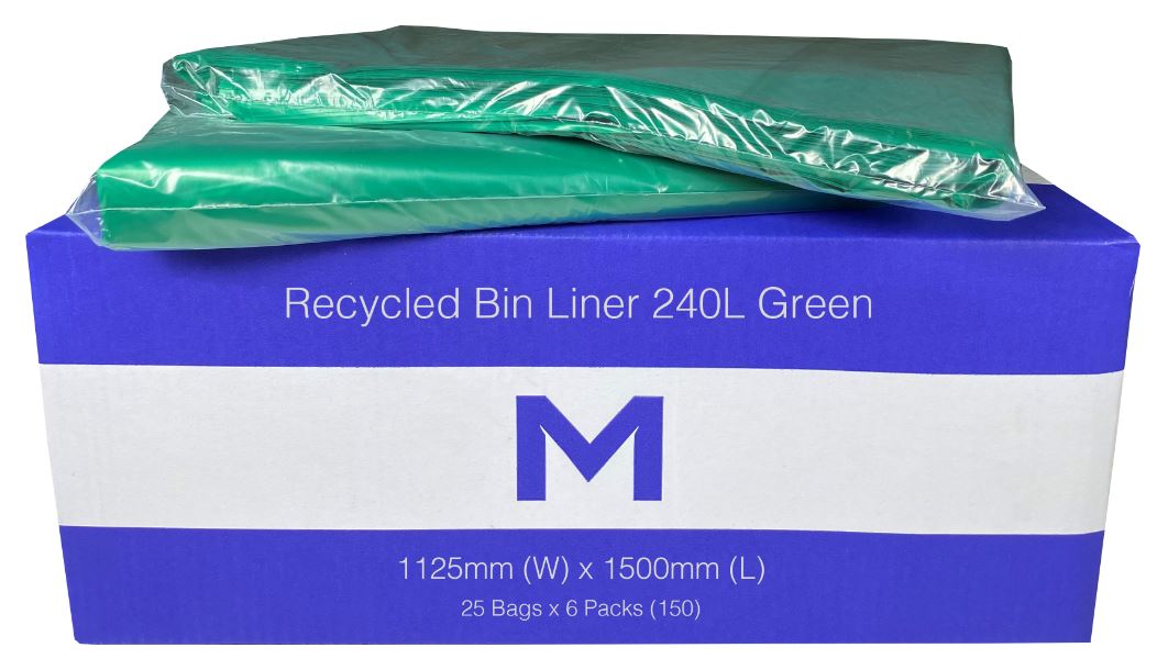 Matthews Packaging & Hygiene FP Recycled Bin Liner 240L (Green, 30mu) (MPH2644)