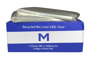 Matthews Packaging & Hygiene FP Recycled Bin Liner 240L (Clear, 100mu) (MPH2660)