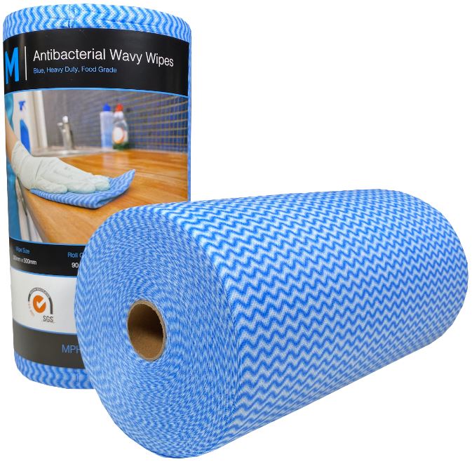 Matthews Packaging & Hygiene Antibacterial Wavy Wipes (Blue) (MPH27370)