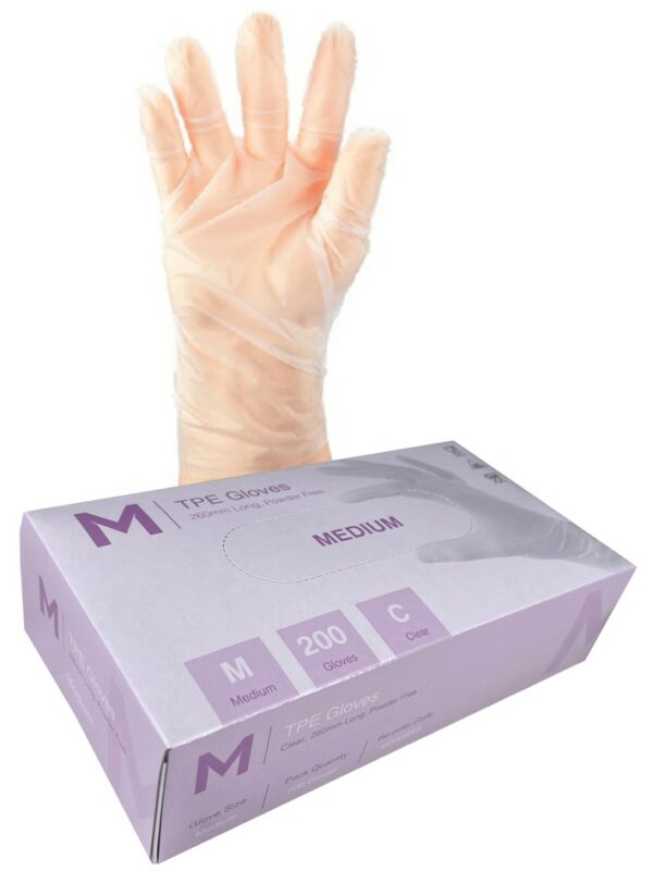 Matthews Packaging & Hygiene TPE Powder Free Gloves (Clear, M) (MPH29055)