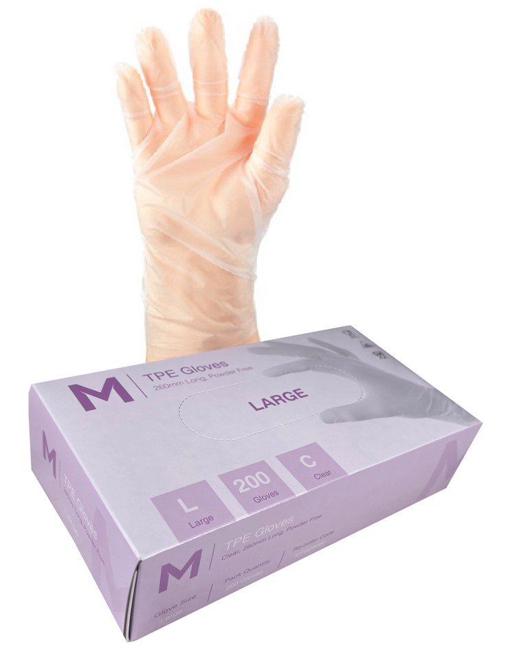 Matthews Packaging & Hygiene TPE Powder Free Gloves (Clear, L) (MPH29060)