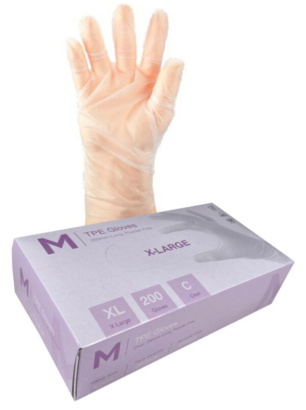 Matthews Packaging & Hygiene TPE Powder Free Gloves (Clear, XL) (MPH29065)