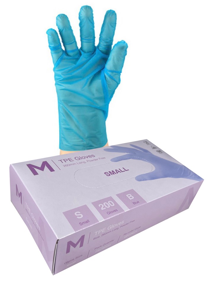 Matthews Packaging & Hygiene TPE Powder Free Gloves (Blue, S) (MPH29075)
