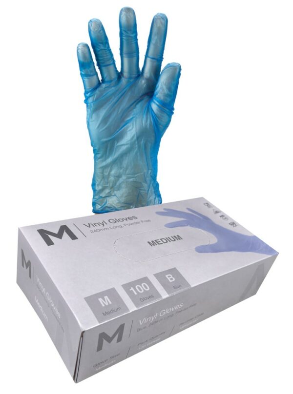 Matthews Packaging & Hygiene Vinyl Gloves Powder Free (Blue, M) (MPH29167)