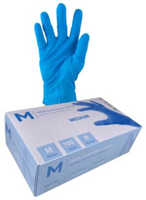 Matthews Packaging & Hygiene Nitrile Examination Gloves Powder Free (Sky Blue, M) (MPH29325)