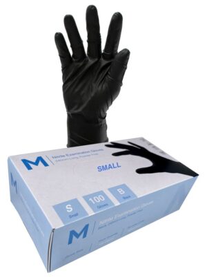 Matthews Packaging & Hygiene Nitrile Examination Gloves Powder Free (Black, S) (MPH29405)