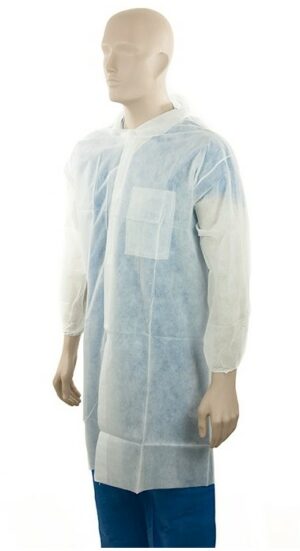 Matthews Packaging & Hygiene Polypropylene Domed Laboratory Coat (White, M) (MPH30445)