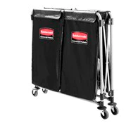 he Rubbermaid Commercial 1881781 Executive Series Multi-Stream, Collapsible X-Cart Basket, Two 4-Bushel bags, 220 lbs load capacity, Black.