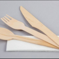 Wooden Cutlery Set - Knife Fork & Napkin