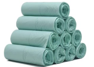 20L green compostable bin liner with carry handles