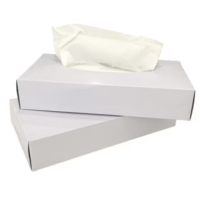 Flat box facial tissue 2 ply interleaved for commercial and office use